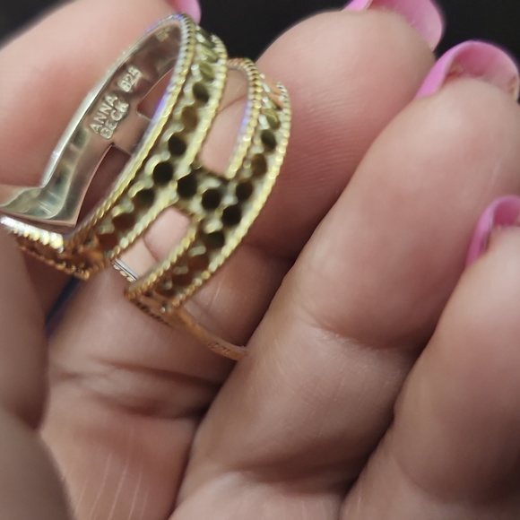 Anna Beck Gold Geometric Statement Ring 7 - Picture 2 of 5